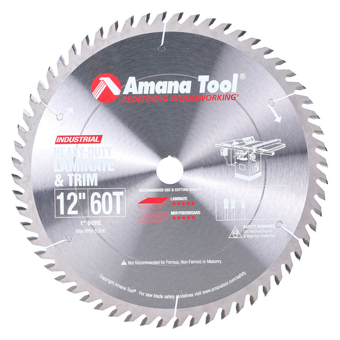Amana Tool 712601 Cut-Off Saw Blade - 12″ x 60T, TCG - official product photo