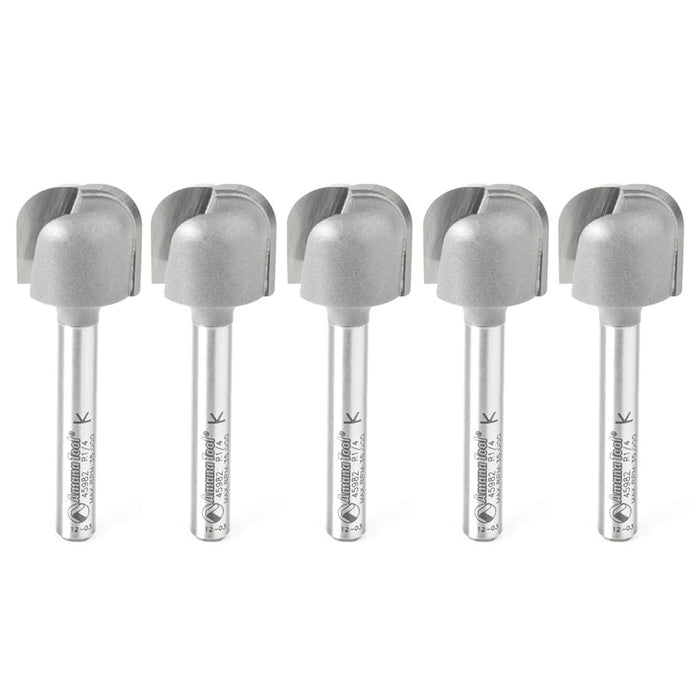 Amana Tool 45982-5, 5-Pack Carbide Tipped Bowl &amp; Tray 1/4 R x 3/4 D x 5/8 CH x 1/4 Inch SHK Router Bits