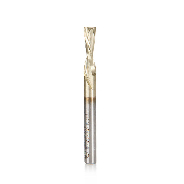 Amana Tool HSS1653-Z HSS Spiral Aluminum Cutting Double Flute Down-Cut 1/4 Dia x 3/4 CH x 1/4 Inch Shank ZrN Coated Rout