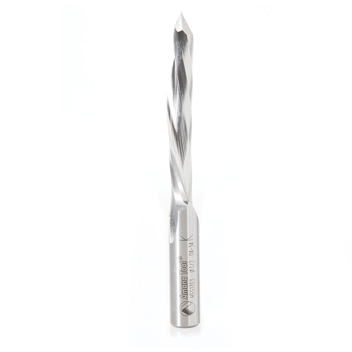 Amana Tool HSS1703 High Speed Steel (HSS) 18° Helix Single Flute 1/2 D x 2-1/2 CH x 1/2 SHK x 5 Inch Long Down-Cut Door 