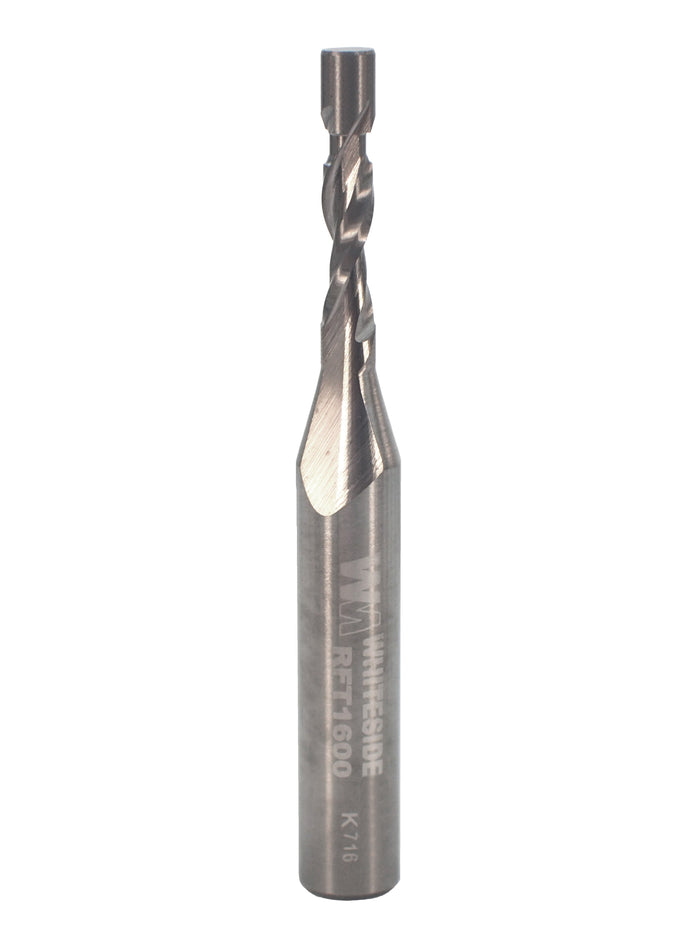 Whiteside RFT1600 Spiral Flush Trim Up Cut - 1/8" CD x 3/8" CL x 1/4" Shank - official product photo