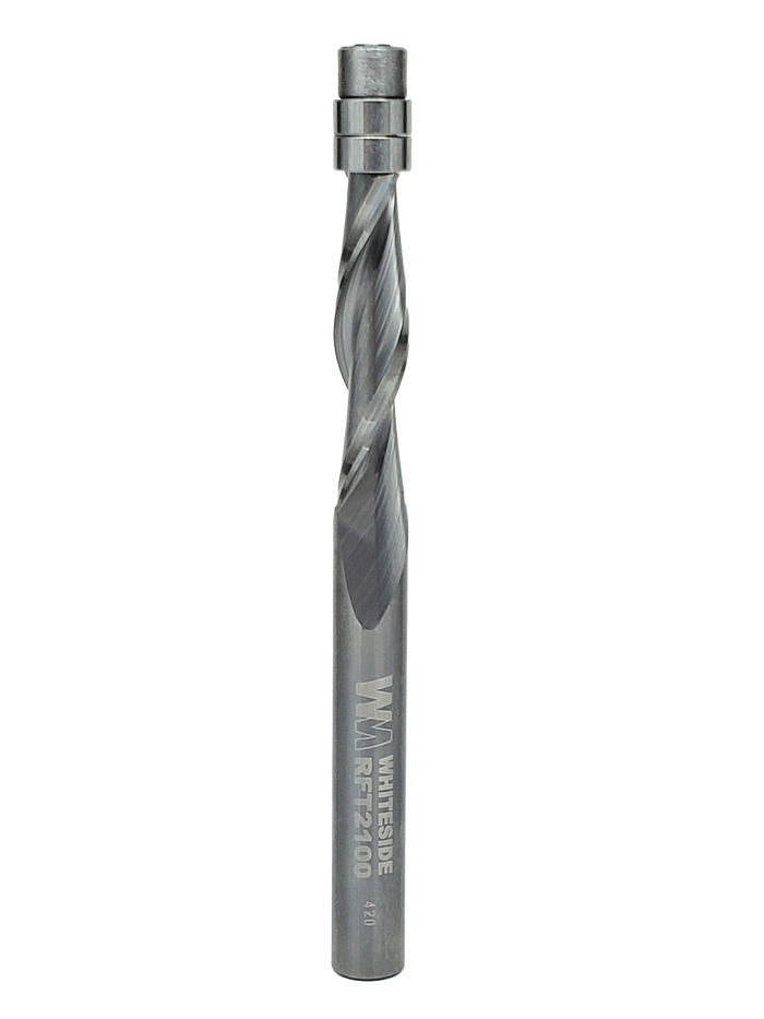 Whiteside RFT2100 Spiral Flush Trim Up Cut - 1/4" CD x 1" CL x 1/4" Shank - official product photo