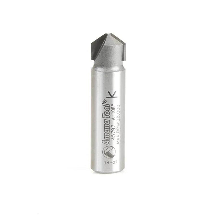 Amana Tool 45797 V-Groove Cutter for Aluminum Composite Materials (ACM) - 108° Angle for Precision Cutting & Scoring - CNC Router Store