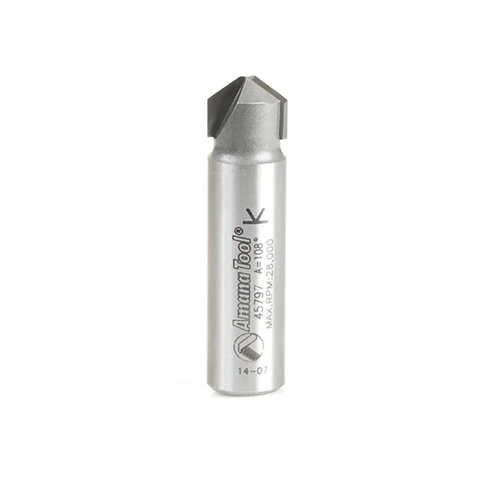 Amana Tool 45797 V-Groove Cutter for Aluminum Composite Materials (ACM) - 108° Angle for Precision Cutting & Scoring - CNC Router Store