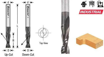 Amana Tool 46200-DLC Solid Carbide Spiral Plunge - 1/8 Dia x 1/2 x 1/4 Inch Shank x 2 Inch Long Down-Cut