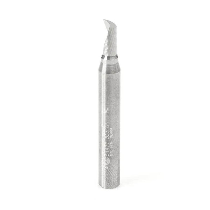 Amana Tool 51477 - 3/16" Single Flute Solid Carbide Spiral Router Bit, Mirror Finish for Aluminum & Plastics - CNC Router Store