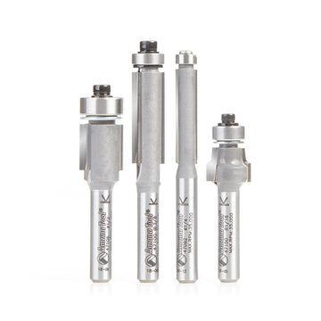 Amana Tool AMS-105 Lot de 4 fraises à affleurer queue 1/4"