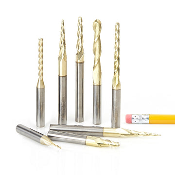Amana Tool AMS-136 8Pc 3D, Carving CNC ZrN Set