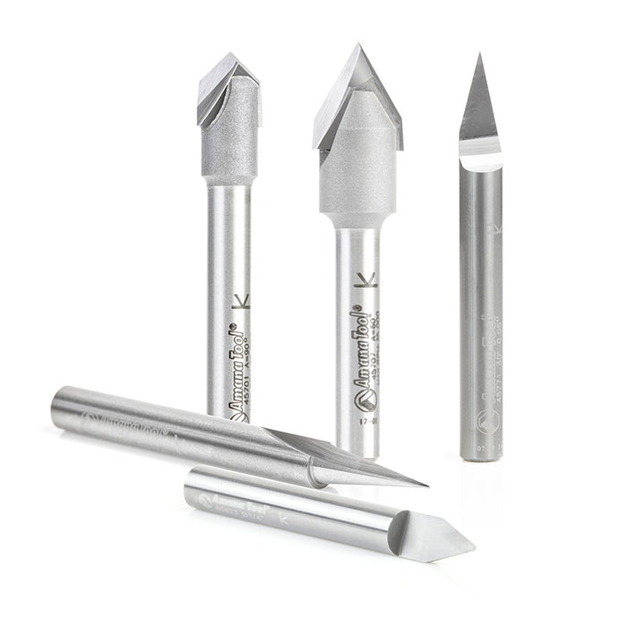 Amana Tool AMS-159 5Pc 18, 30, 45, 60&90Dvgroove Set - CNC Router Store