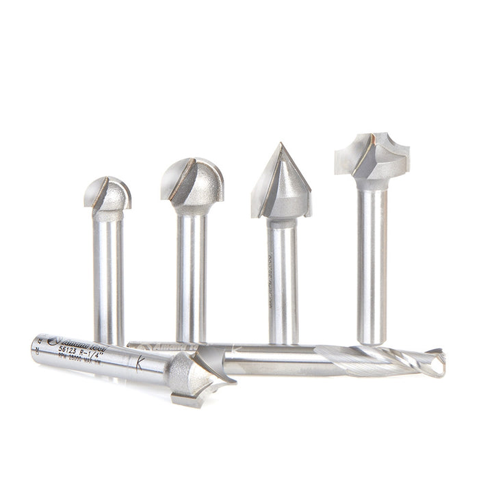Amana Tool AMS-223 6Pc CNC Lettering Set 1/4 Shnk - CNC Router Store