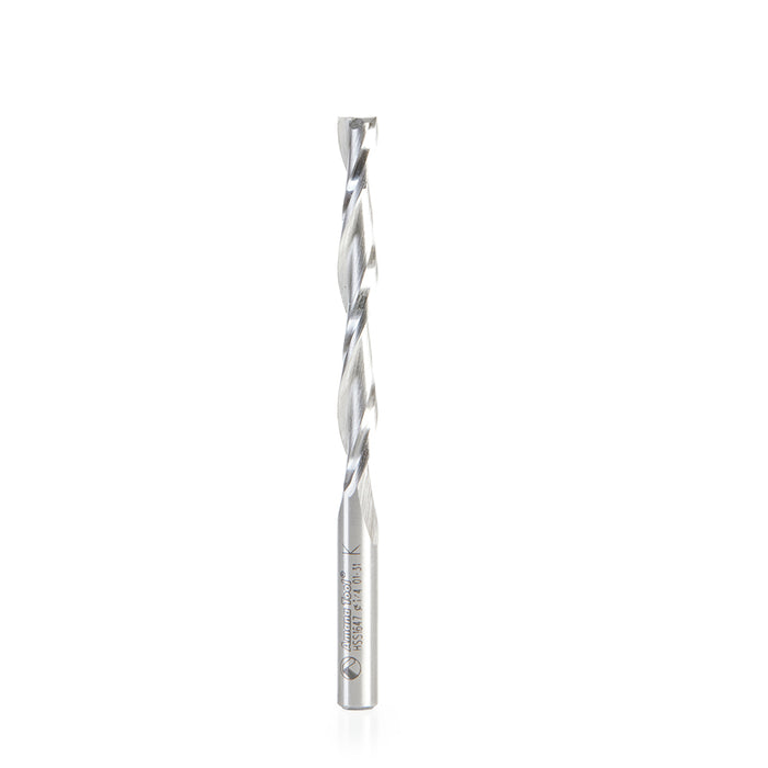 Amana Tool HSS1647 HSS Spiral Aluminum Cutting Double Flute Up-Cut 1/4 D x 2-1/8 CH x 1/4 Inch SHK Router Bit