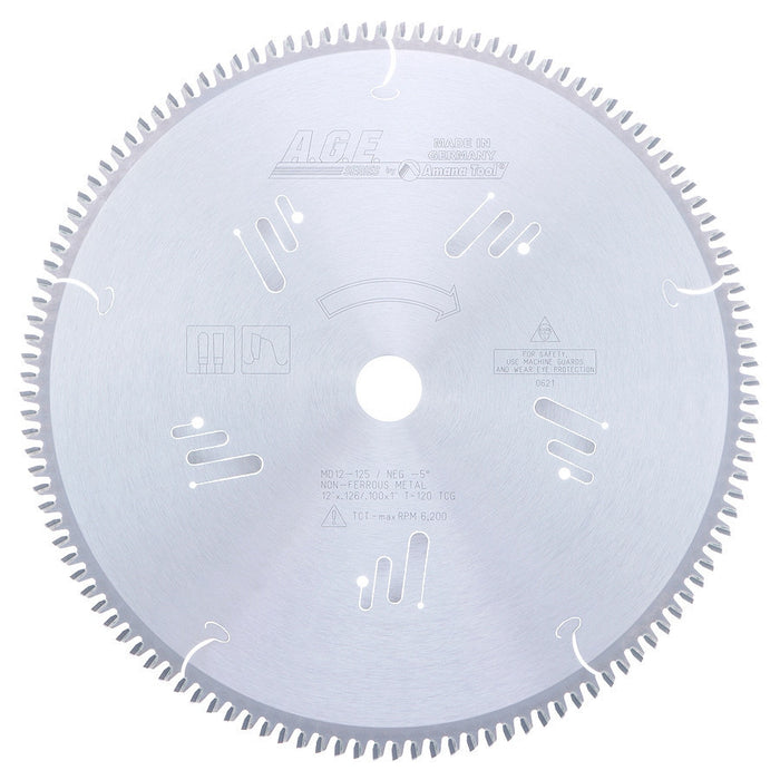 Amana Tool A.G.E.® MD12-125 Non-Ferrous Saw Blade - 12″ x 120T, 1″ Bore - official product photo