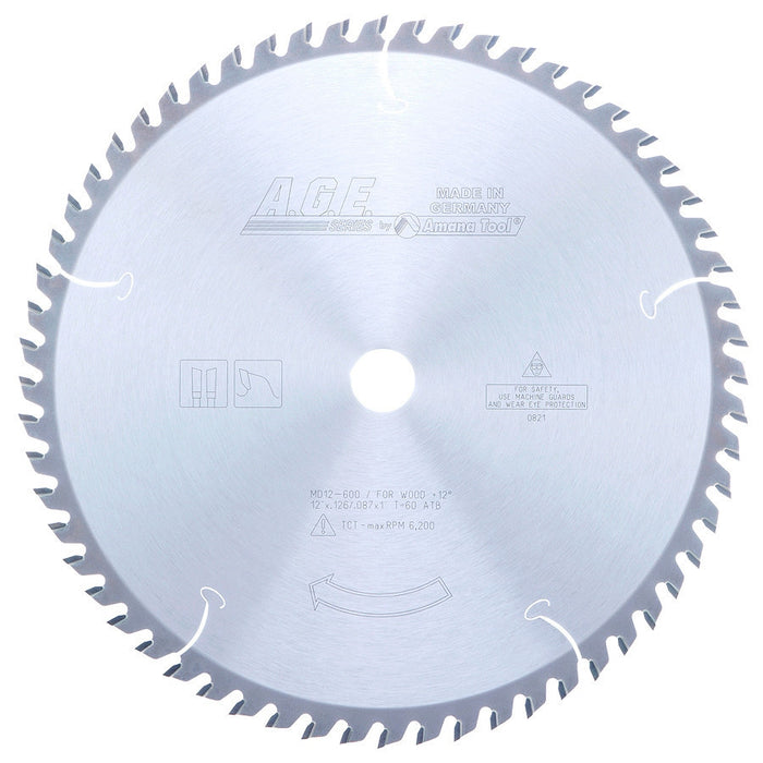 Amana Tool A.G.E.® MD12-600 Crosscut Saw Blade - 12″ x 60T, ATB, 1″ Bore - official product photo