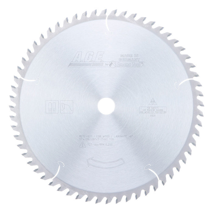 Amana Tool A.G.E.® MD12-601 Laminate Saw Blade - 12″ x 60T, TCG, 1″ Bore - official product photo
