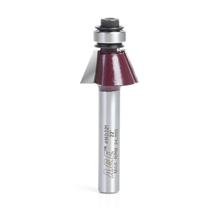 Amana Tool A.G.E.® MD221 Bevel Router Bit - 22°, 1/4″ Shank