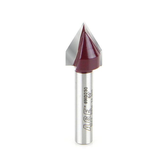Amana Tool A.G.E.® MD230 Router Bit - 1/2″ Dia, 60°, 1/4″ Shank