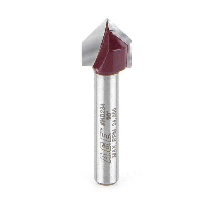 Amana Tool A.G.E.® MD234 Router Bit - 1/2″ Dia, 90°, 1/4″ Shank