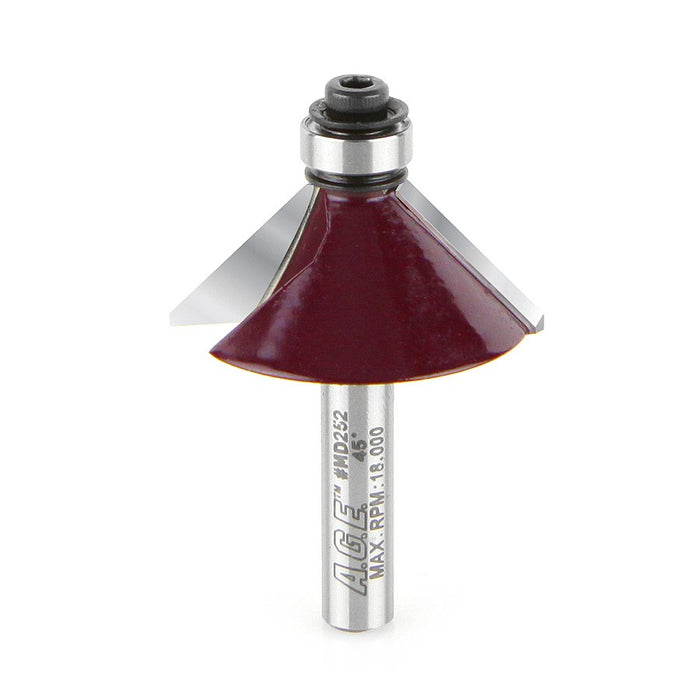 Amana Tool A.G.E.® MD252 Chamfer Router Bit - 45°, 1/4″ Shank