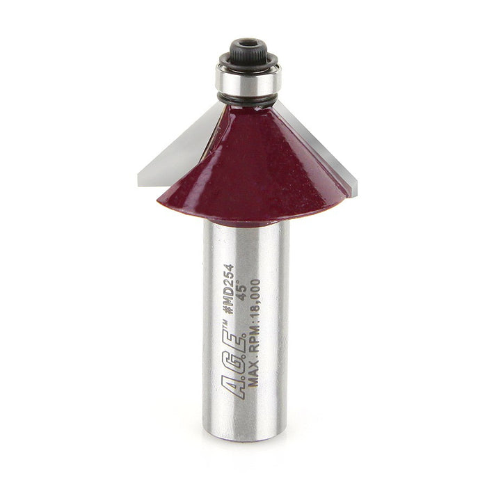 Amana Tool A.G.E.® MD254 Chamfer Router Bit - 45°, 1/2″ Shank