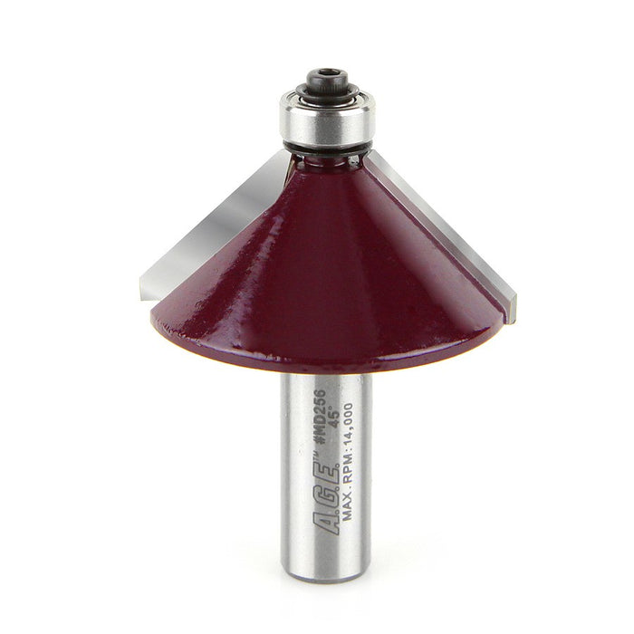 Amana Tool A.G.E.® MD256 Chamfer Router Bit - 45°, 1/2″ Shank