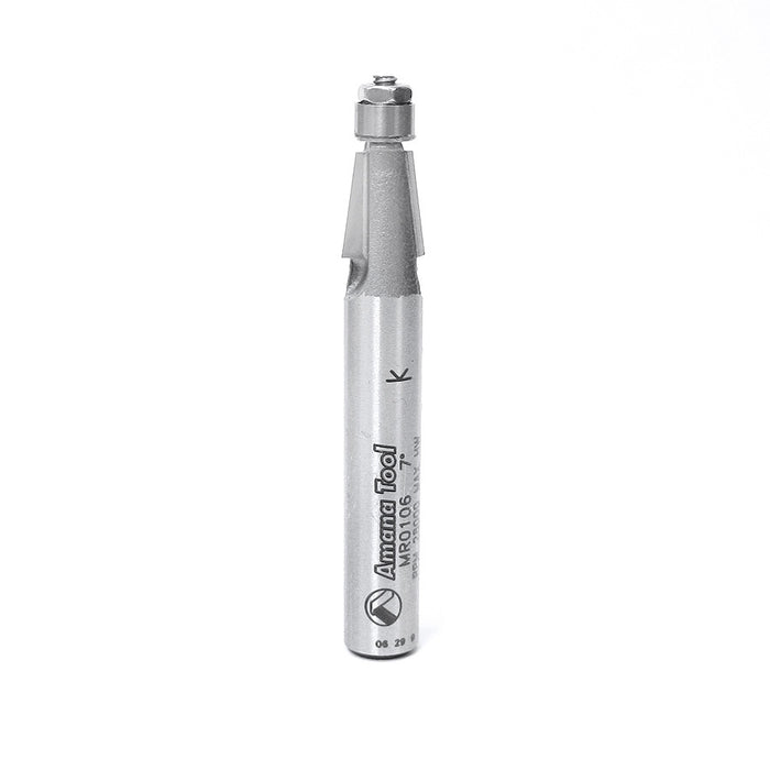 Amana Tool MR0106 Miniature 7 Degree Chamfer with 3/16 D Ball Bearing x 1/4 D x 5/16 CH x 1/4 Inch SHK Carbide Tipped Ro