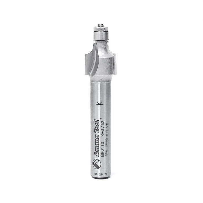 Amana Tool MR0110 Miniature 3/32 R Corner Rounding with 3/16 D Ball Bearing x 3/8 D x 3/8 CH x 1/4 Inch SHK Carbide Tipp