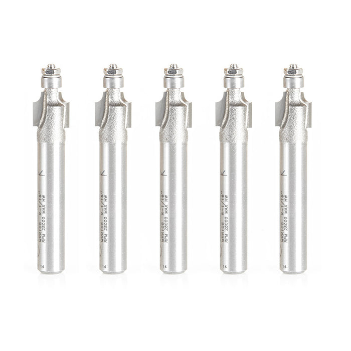 Amana Tool MRR108-5, 5-Pack Miniature 1/16 Radius Corner Rounding with 3/16 Dia Ball Bearing x 5/16 Dia x 5/16 Cut Heigh