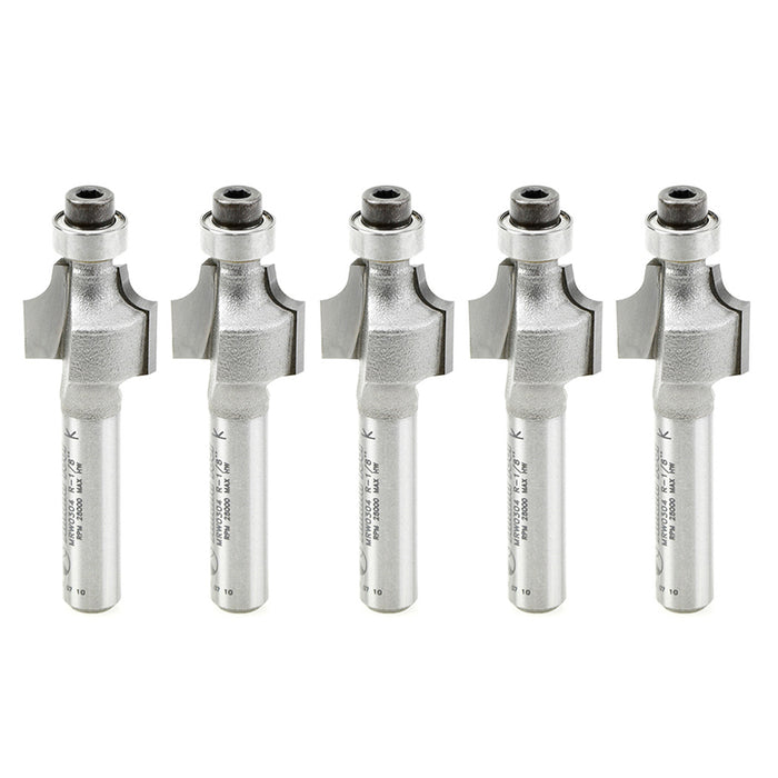 Amana Tool MRW0304-5, 5-Pack Miniature Corner Round 1/8 Radius x 9/16 Dia x 7/16 Cut Height x 1/4 Inch Shank Router Bits