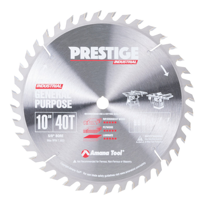 Amana Tool PR1040 Prestige Saw Blade - 10″ x 40T, Hi-ATB - official product photo