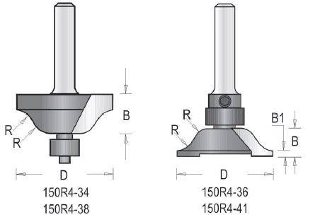 Dimar 150R4-34 Series Rail & Stile Bits, 2 Piece Sets, 1/4″ Shank, 2 Flutes