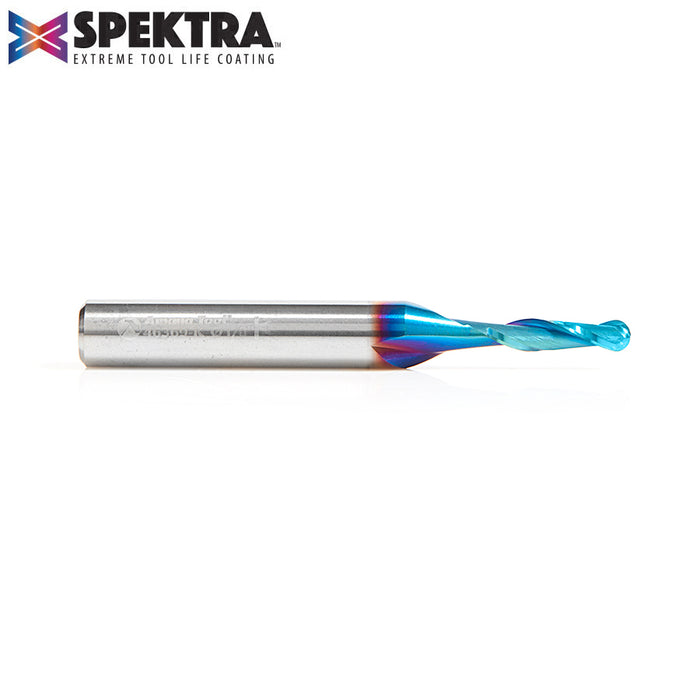 Amana 46369-K Solid Carbide Spektra™ Extreme Tool Life Coated Up-Cut Ball Nose Spiral 1/8 Dia x 1/2 Inch x 1/4 Shank Router Bit