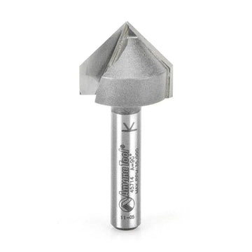 Amana Tool 45714 Carbide Tipped V-Groove 90 Deg x 3/4 Dia x 3/8 x 1/4 Inch Shank