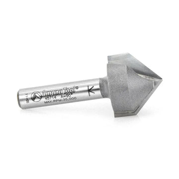 Amana Tool 45714 Carbide Tipped V-Groove 90 Deg x 3/4 Dia x 3/8 x 1/4 Inch Shank