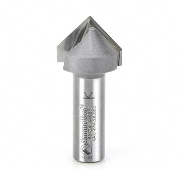 Amana 45724 Carbide Tipped V-Groove 90 Deg x 1 Inch Dia x 1/2 x 1/2 Shank