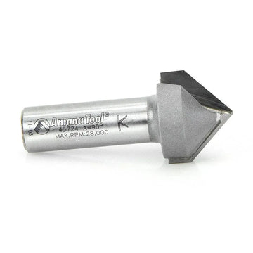 Amana 45724 Carbide Tipped V-Groove 90 Deg x 1 Inch Dia x 1/2 x 1/2 Shank