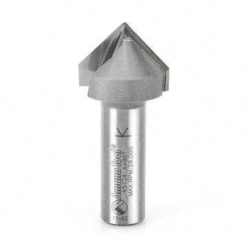 Amana 45724 Carbide Tipped V-Groove 90 Deg x 1 Inch Dia x 1/2 x 1/2 Shank