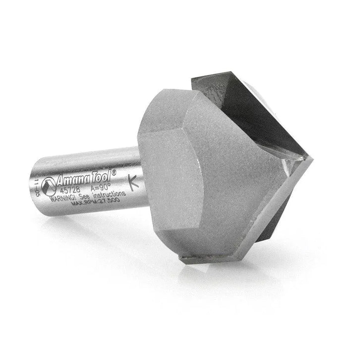Amana 45728 Carbide Tipped V-Groove 90 Deg x 1-1/2 Dia x 1-1/4 Inch x 1/2 Shank - CNC Router Store