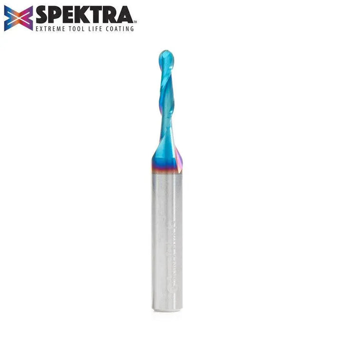 Amana 46369-K Solid Carbide Spektra™ Extreme Tool Life Coated Up-Cut Ball Nose Spiral 1/8 Dia x 1/2 Inch x 1/4 Shank Router Bit - CNC Router Store