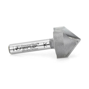 Amana Tool 45714 Carbide Tipped V-Groove 90 Deg x 3/4 Dia x 3/8 x 1/4 Inch Shank