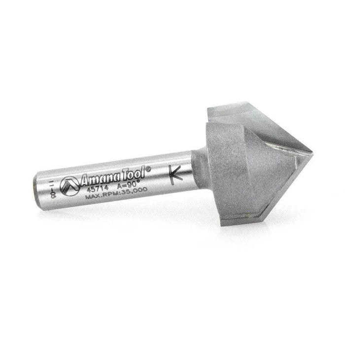 Amana Tool 45714 Carbide Tipped V-Groove 90 Deg x 3/4 Dia x 3/8 x 1/4 Inch Shank - CNC Router Store