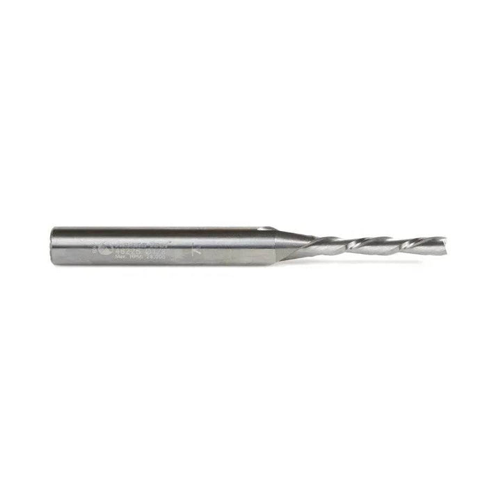 Amana Tool 46225 Solid Carbide Spiral Plunge 1/8 Dia x 13/16 x 1/4 Shank x 2-1/2 Inch Long Down-Cut Router Bit - CNC Router Store