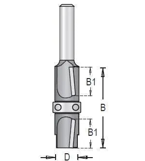 Dimar 101RCDX-X Series Compression Bits with Centre Ball Bearing Guide, 2 Flutes - CNC Router Store