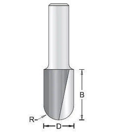 Dimar 106RL8-X Series Core Box Bits (Round Nose), 2 Flutes - CNC Router Store