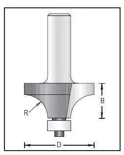 Dimar 109RC8-XX Series Rounding Over Bits, 2 Flutes