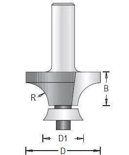 Dimar 109RD8-X Series Corner Rounding CNC Router Bits with Radius Bearing, 2 Flutes