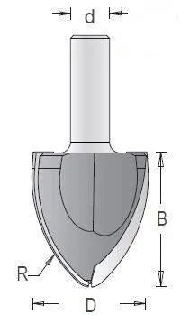 Dimar 112ROV8-X Series Large Radius Ovolo Bits, 2 Flutes