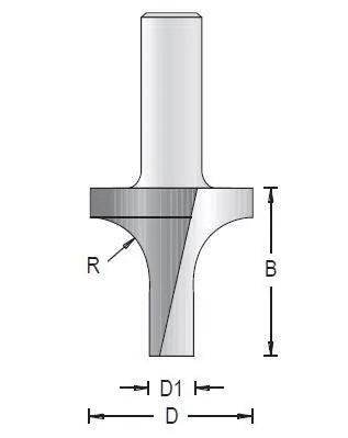 Dimar 117RL8-XX Series Rounding Over Bits – Plunge Type (Corner Rounding Bits) With Boring Point, 2 Flutes