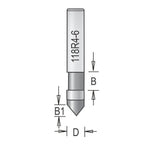 Dimar 118R4-6X Series Flush Trimming Bits With Boring Point, Solid Carbide - CNC Router Store