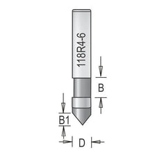 Dimar 118R4-6X Series Flush Trimming Bits With Boring Point, Solid Carbide - CNC Router Store
