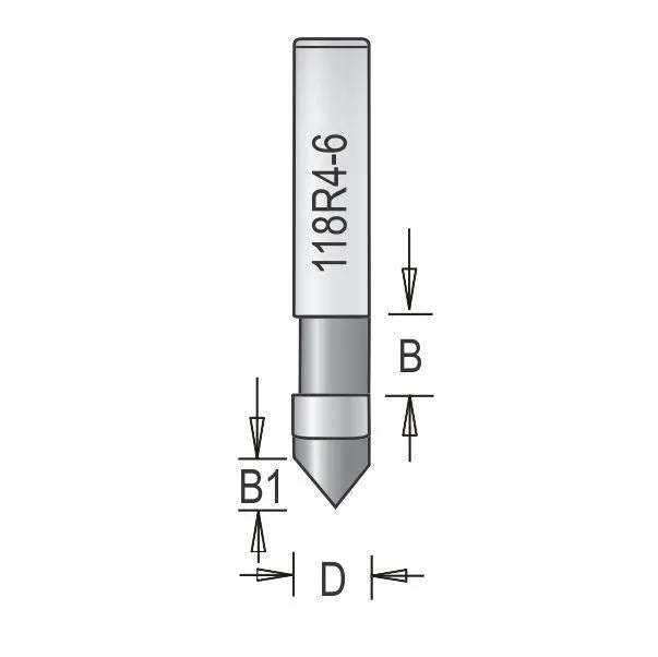 Dimar 118R4-6X Series Flush Trimming Bits With Boring Point, Solid Carbide - CNC Router Store